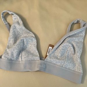 NWT Skims cotton plunge bralette in light grey 2x